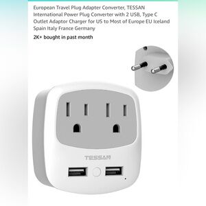 Tessan European Travel Plug Adapter Converter
